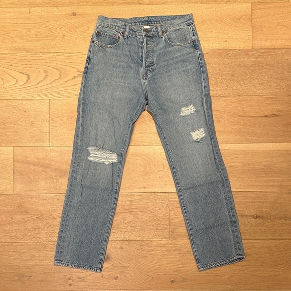 NSF Distressed Tapered Jeans